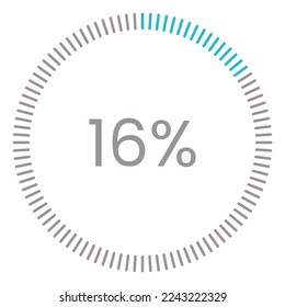 16% Loading. 16% circle diagrams Infographics vector, 16 Percentage ready to use for web design ux-ui