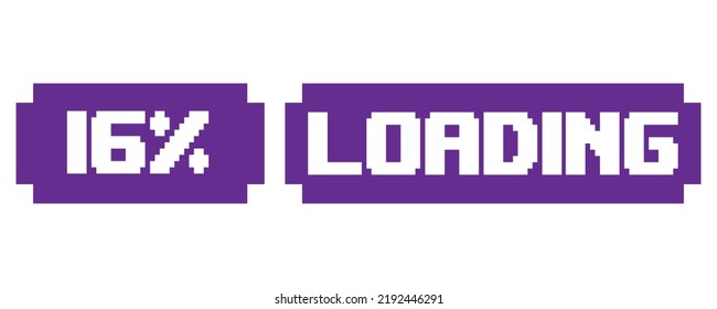 16% Loading vector art illustration percentage counter sign label with fantastic font and purple white color