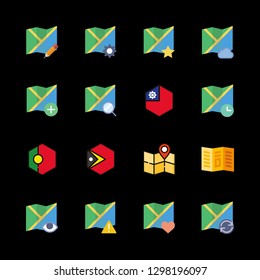 16 location icons with road map and map in this set