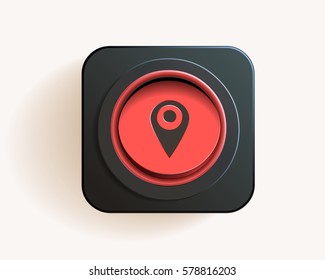 16 map pins sign location icon in flat simple style. Black round shapes. Vector illustration web design element save in 10 eps