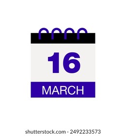 16 march calendar date icon vector eps