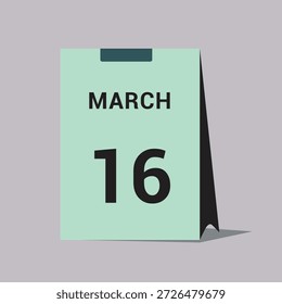 16 march calendar date icon minimal desk calendar vector illustration