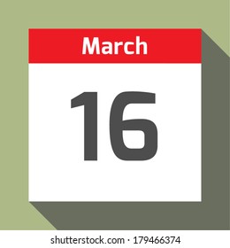 16 March calendar. Calendar Days Of Year Set 2