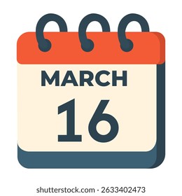 16 march calendar vector on white background
Vector calendar with date