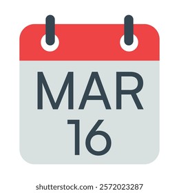 16 March Vector Calendar Icon. Isolated Vector Calendar. 