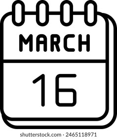 16 March Vector Line Icon Design