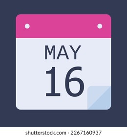 16 May Calendar Black Background, Vector Calendar.