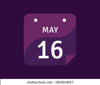 Icono del 16 de mayo Icono del Vector de calendario único día