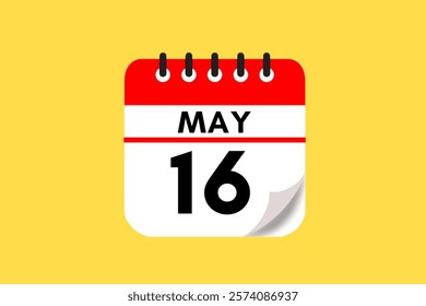 16 May month single day vector, illustration, calendar with maroon, rose and white color background calendar May 16