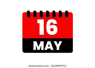 16 Mai Monat einzelne Tag Vektor, Illustration, Kalender mit rot, schwarz-weiß Farbe Hintergrund Kalender Symbol von Mai 16