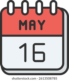 16 May Outline Filled Style Icon