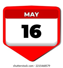 16 May vector icon calendar day. 16 date of May. Sixteenth day of May. 16th date number. 16 day calendar. Sixteen date. International of Living Together in Peace, National Mimosa