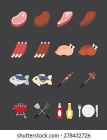 16 Meat&grill icons color
