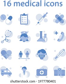 16 medical and healthcare icons set