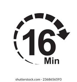 16 minute timer clock icon vector illustration eps