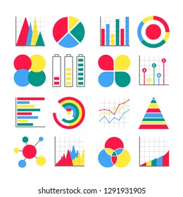 16 Modern flat style design infographics visualization icons signs set vector illustration isolated on white background. Can be used for steps, flowcharts, business processes, workflow, diagram, etc.