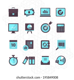 16 modern flat style icons of finance and investment