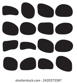 16 Modernes, flüssiges, unregelmäßigem Bauchformteil abstrakter Elemente, grafischer Flachdesign-Fluid-Vektorgrafik-Set.