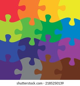 16 multicolor jigsaw puzzle background vector.