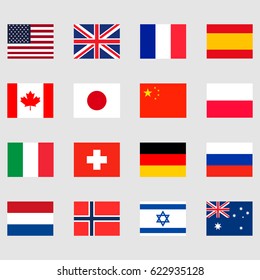 16 national flags set