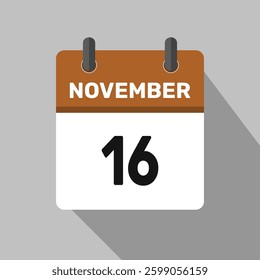 16 november calendar icon vector month date number illustration design