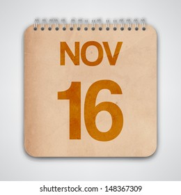 16 November on Old Notebook Vector 