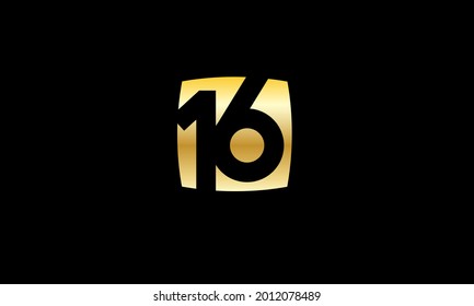 16 Number Gold Modern Logo