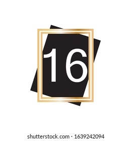 16 Number illustration icon design template