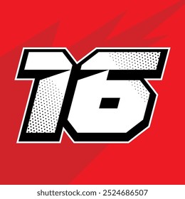 16 number racing and sport vector