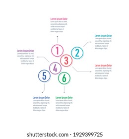 1-6 numbers infographic template. internet, web, magazine, annual report information template. six options business infographic template