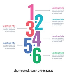 1-6 numbers infographic template. numeric information template. web, internet, annual report, magazine infographic template