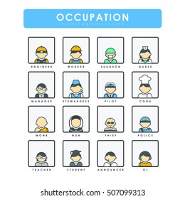 16 occupation flat design icons