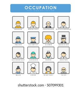 16 occupations and people flat design icons