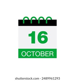 16 october calendar date icon vector eps