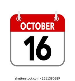 16 de outubro, ícone de data de calendário no fundo branco.