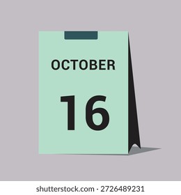 16 october calendar date icon minimal desk calendar vector illustration