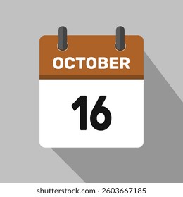 16 october calendar icon vector design month illustration