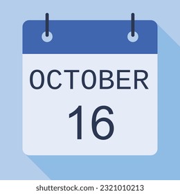 16 October Calendar, Vector Calendar.
