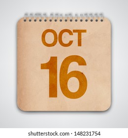 16 October on Old Notebook Vector 