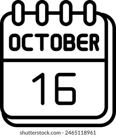 16 October Vector Line Icon Design