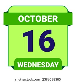 16 October, Wednesday. Date template. Useful design for calendar or event promotion. Vector illustration EPS 10 File. Isolated on white background. 