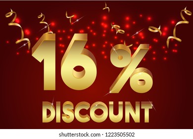 16% off discount promotion sale,  sale promo marketing.