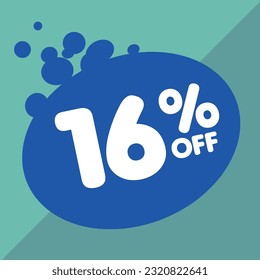 16% off per cent, percentage number in a colored circle, promotion, big sale, colorful background