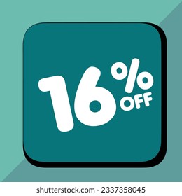 16% off per cent, percentage number in a colored circle, promotion, big sale, colorful background