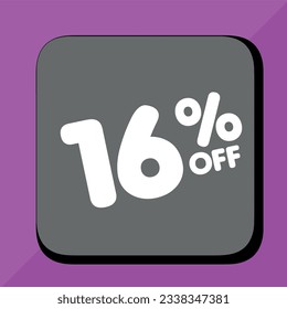 16% off per cent, percentage number in a colored circle, promotion, big sale, colorful background