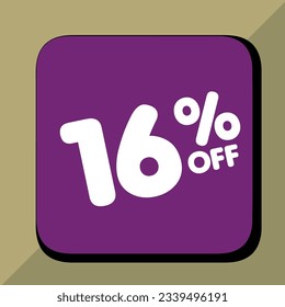 16% off per cent, percentage number in a colored circle, promotion, big sale, colorful background