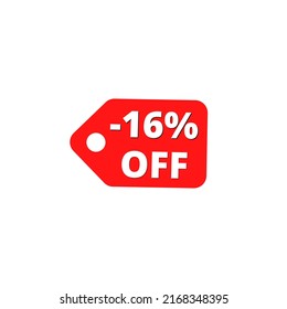 -16% off with red discount label design tag	
