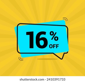 16% OFF sale. Coupon of Discount Price. Discount promotion. Banner for sixteen percent off offers. Yellow and blue Design Template Concept. Vector illustration.