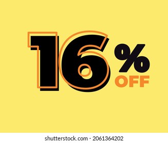 16% off tag sixteen percent discount black friday sale black letter yellow background