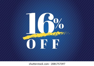 16% off tag sixteen percent discount black friday sale white letter blue gradient  background